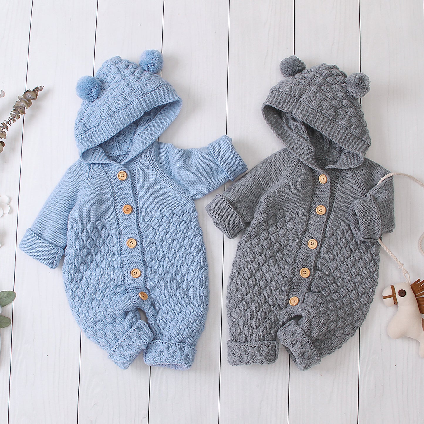 Cozy Knitted Hooded Jumpsuit – Baby Outfit