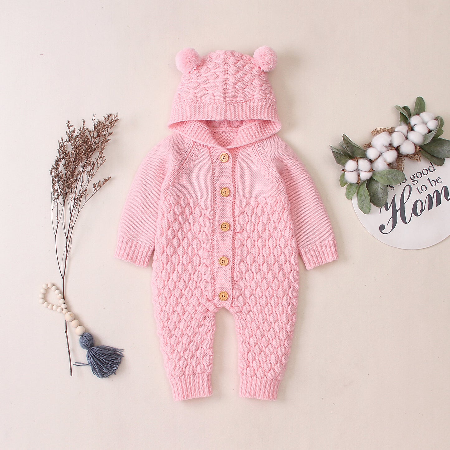 Cozy Knitted Hooded Jumpsuit – Baby Outfit