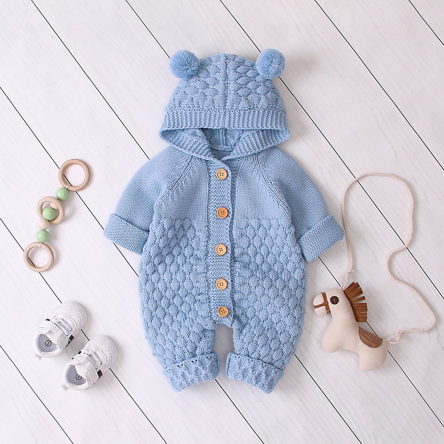 Cozy Knitted Hooded Jumpsuit – Baby Outfit