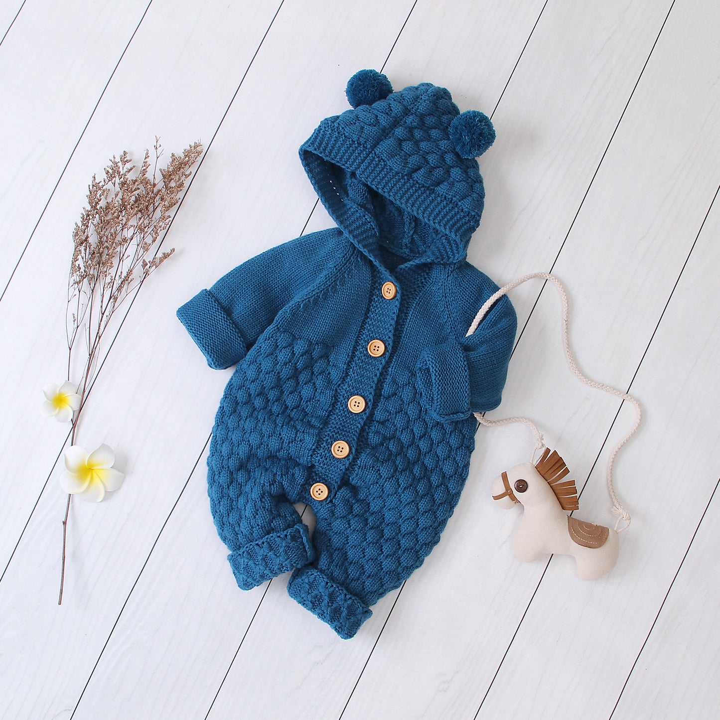Cozy Knitted Hooded Jumpsuit – Baby Outfit